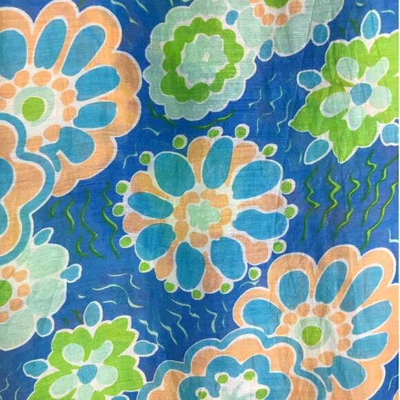 Bella Tu Top Wmns Sz XS Blue Floral V-Neck Beaded Collar Slit Side Pool Coverup - Picture 8 of 12